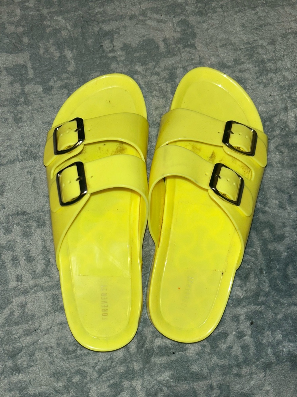 Yellow Jelly Double Buckle Slide Sandals